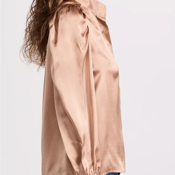 Frame Gillian Long sleeve silk top in blush - Picture 6 of 7